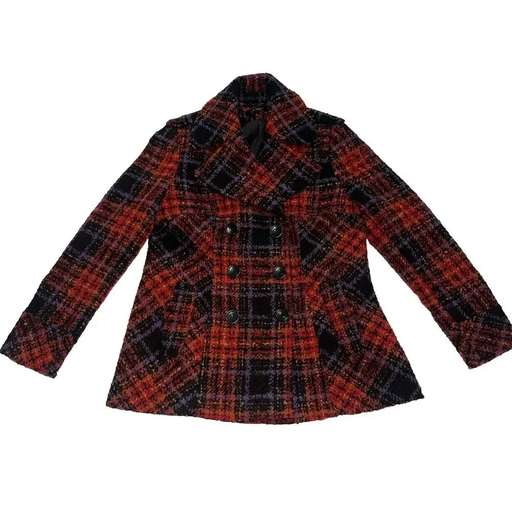 Nicole Miller Wool Blend Large Women’s Tweed Peacoat Fall Autumn